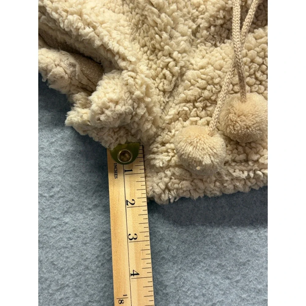 Un-bear-ably Cute Sherpa Lounge Shorts Beige Eat Me Baby Donut Pom Pom Medium